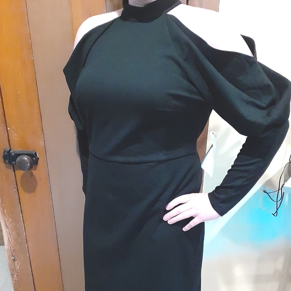 Rare Women's Eloquii Black Cold Shoulder Long Sleeve Formal Dress,14 - Picture 3 of 8